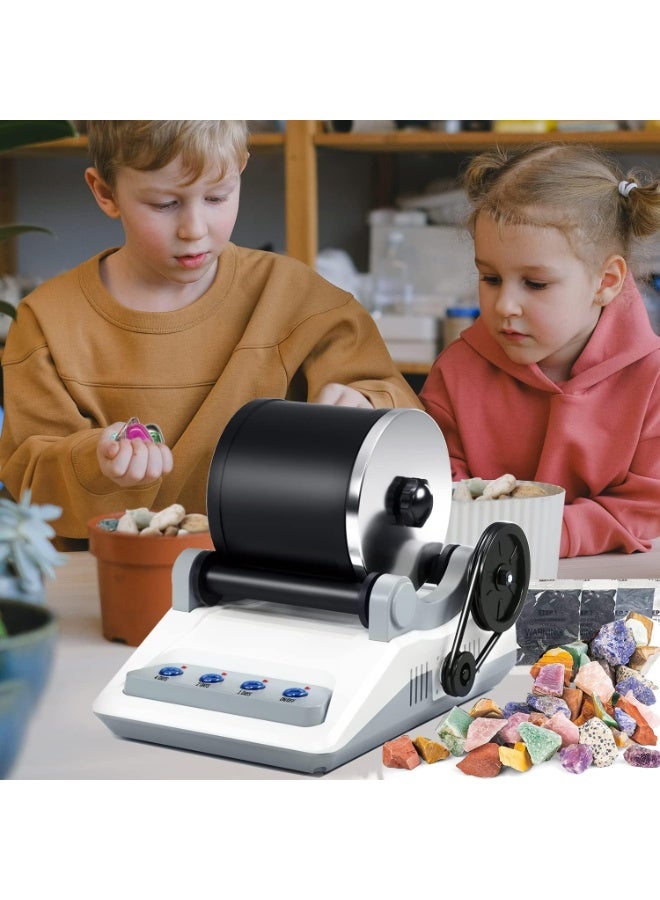 Bukela طقم مطحنة الصخور، مصقل الصخور للأطفال والبالغين، يتضمن 2 أحزمة، كيس من الحجارة الخام، 4 طحن خشن، طحن ناعم، جزيئات تلميع - Image 5